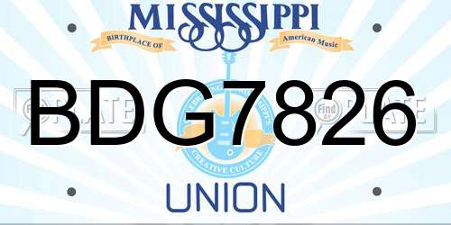 BDG7826 Mississippi License Plate