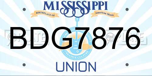 BDG7876 Mississippi License Plate