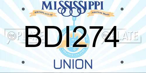 BDI274 Mississippi License Plate