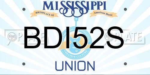BDI52S Mississippi License Plate