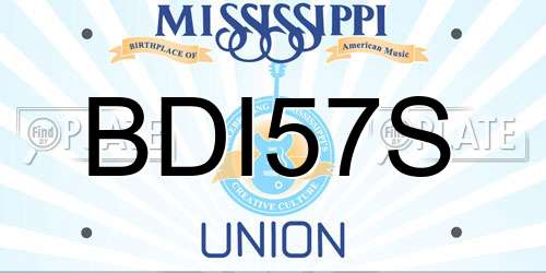 BDI57S Mississippi License Plate