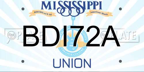 BDI72A Mississippi License Plate