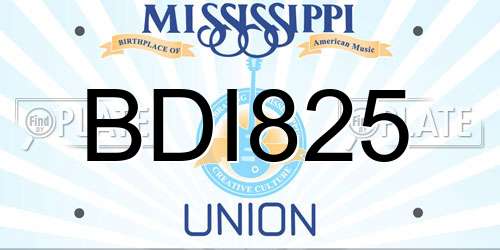 BDI825 Mississippi License Plate