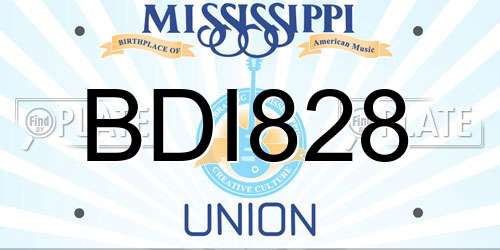BDI828 Mississippi License Plate