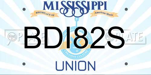 BDI82S Mississippi License Plate