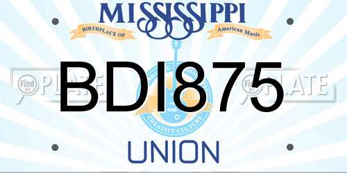 BDI875 Mississippi License Plate