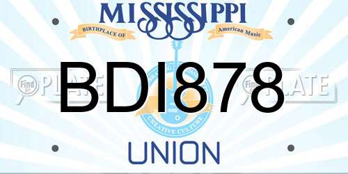BDI878 Mississippi License Plate