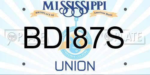 BDI87S Mississippi License Plate