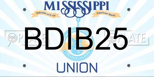 BDIB25 Mississippi License Plate