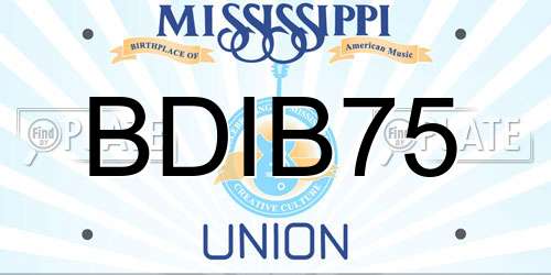 BDIB75 Mississippi License Plate