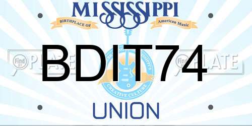 BDIT74 Mississippi License Plate