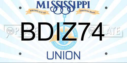 BDIZ74 Mississippi License Plate