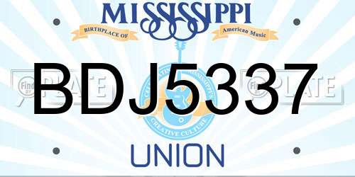 BDJ5337 Mississippi License Plate