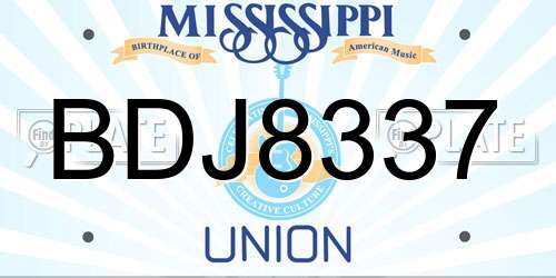 BDJ8337 Mississippi License Plate