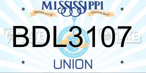 BDL3107 Mississippi License Plate