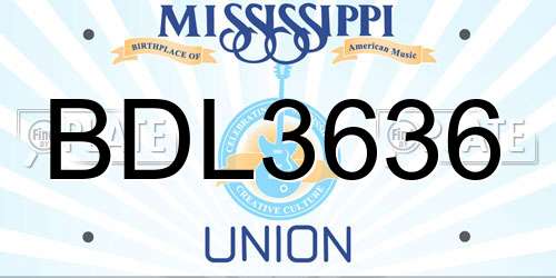 BDL3636 Mississippi License Plate