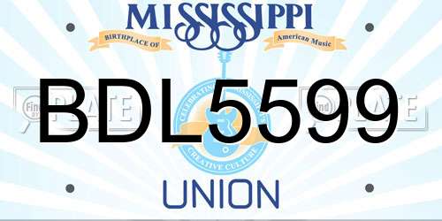 BDL5599 Mississippi License Plate