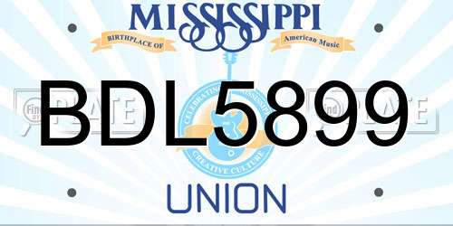 BDL5899 Mississippi License Plate