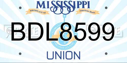 BDL8599 Mississippi License Plate