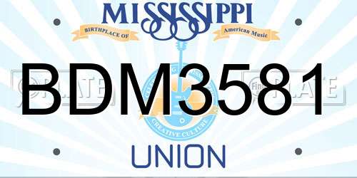 BDM3581 Mississippi License Plate