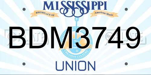 BDM3749 Mississippi License Plate