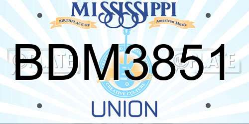 BDM3851 Mississippi License Plate