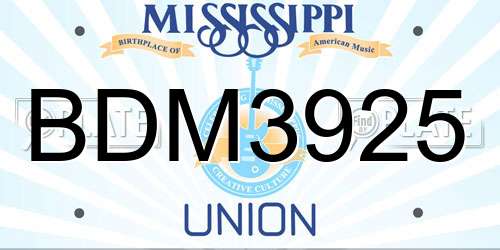 BDM3925 Mississippi License Plate