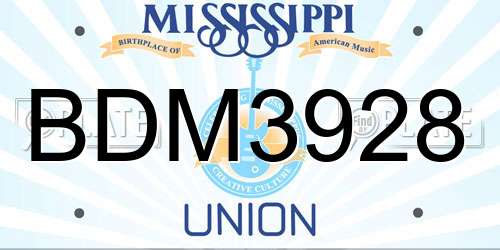 BDM3928 Mississippi License Plate