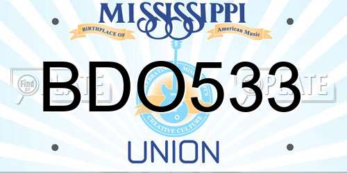 BDO533 Mississippi License Plate