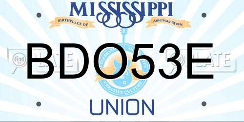 BDO53E Mississippi License Plate