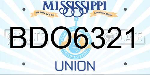 BDO6321 Mississippi License Plate
