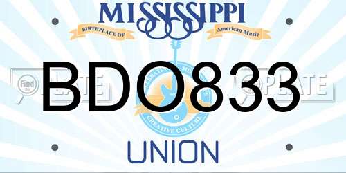BDO833 Mississippi License Plate