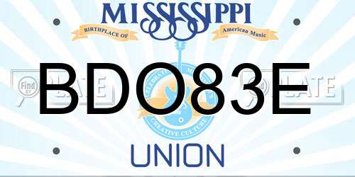 BDO83E Mississippi License Plate