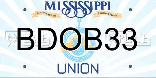 BDOB33 Mississippi License Plate