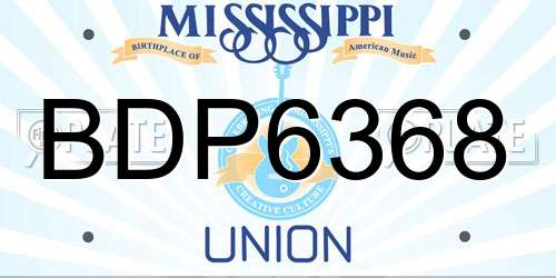 BDP6368 Mississippi License Plate