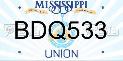 BDQ533 Mississippi License Plate
