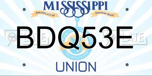 BDQ53E Mississippi License Plate