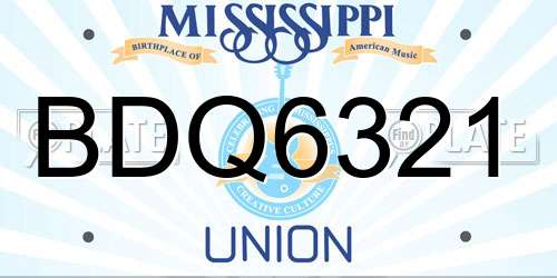 BDQ6321 Mississippi License Plate