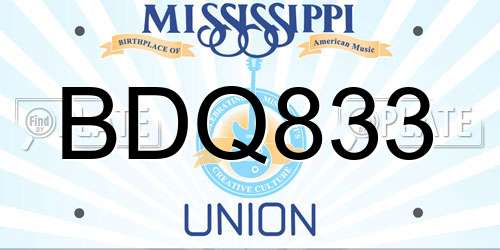BDQ833 Mississippi License Plate