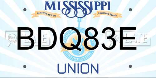 BDQ83E Mississippi License Plate