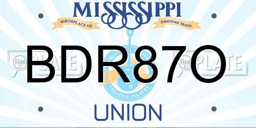 BDR87O Mississippi License Plate