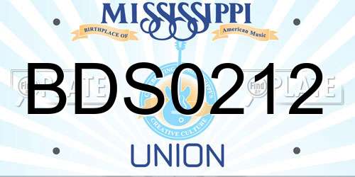 BDS0212 Mississippi License Plate