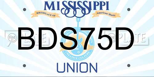 BDS75D Mississippi License Plate
