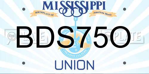 BDS75O Mississippi License Plate