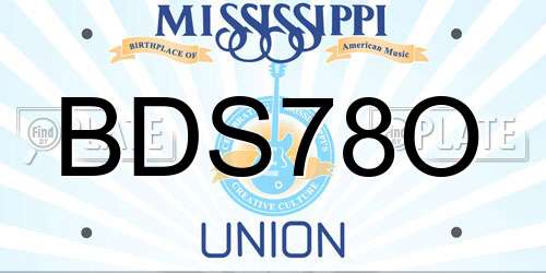 BDS78O Mississippi License Plate