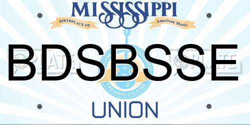 BDSBSSE Mississippi License Plate