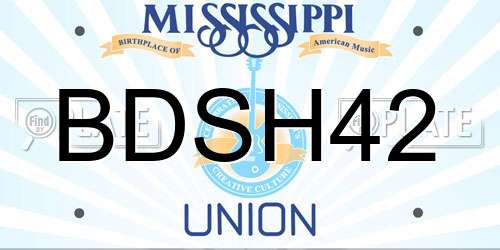 BDSH42 Mississippi License Plate