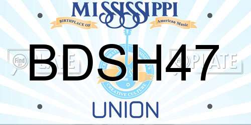 BDSH47 Mississippi License Plate