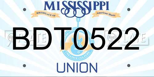 BDT0522 Mississippi License Plate