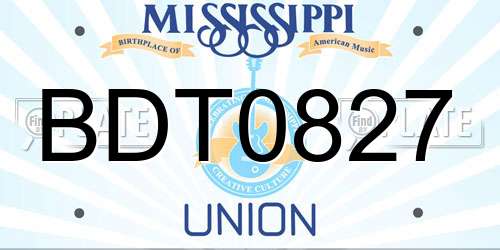 BDT0827 Mississippi License Plate